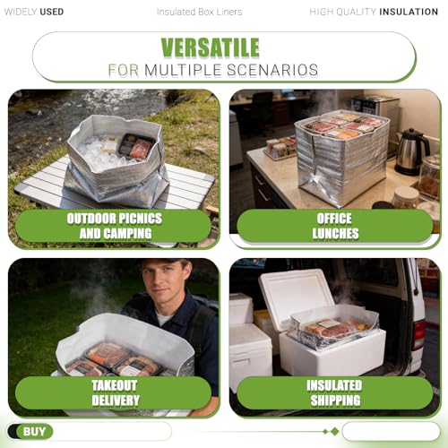 Bevisun Reusable Insulated Thermal Bags 13" X 8.5" X 12" Foil Insulated Bag Liner Pack of 4 Thermal Box Liners for Lunch B...