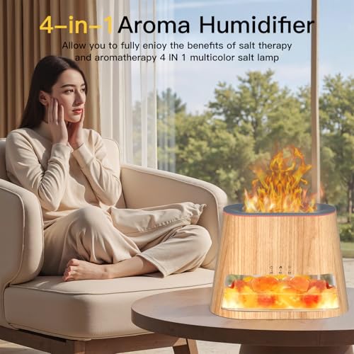 BieJiahWeiBie Luxury Himalayan Salt Lamp Humidifier & Aromatherapy Diffuser - 8 Color Mood Lighting w/Remote for Spa, Bedr...