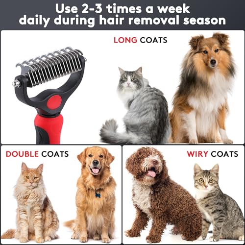 Tpotato Deshedding Dog Brush for Long Haired Dogs Cats,Undercoat Shedding Rake for Dematting Detangling Tangles Matted Fur...