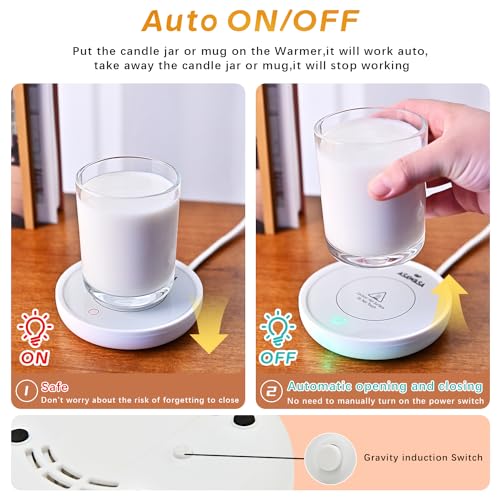 ASAWASA Smart Candle Warmer for Large Jar, Coffee Mug Warmers, with Gravity Switch Auto Shut-On/Off, Safely and evenly Rel...