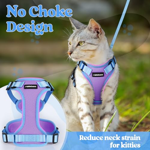 rabbitgoo Cat Harness and Leash Set, Escape Proof Soft Adjustable Vest Harnesses for Outdoor Walking, Easy Control Breatha...