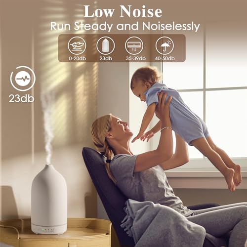 Diffuserlove Ceramic Essential Oil Diffuser 160ML Aromatherapy Diffuser for Home Bedroom Room Cool Mist Humidifier Stone A...