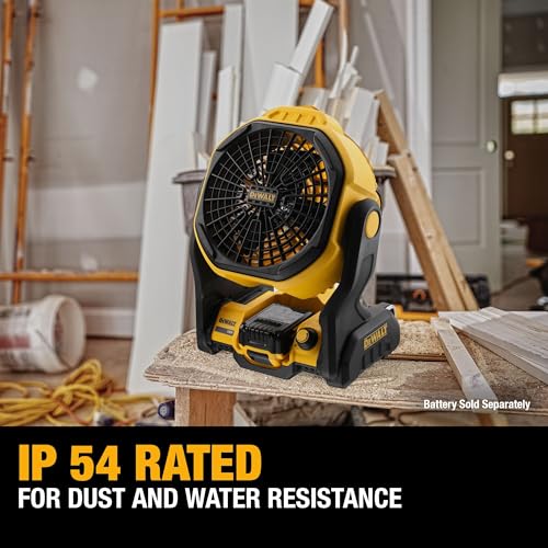 DEWALT 20V MAX Portable Fan, Battery Powered Rechargeable Cordless Shop Fan, Up to 4.5 Hrs Runtime, Variable Speed, 650 CF...