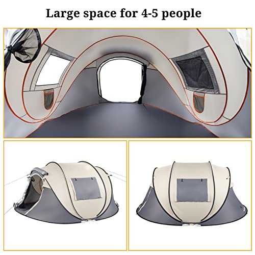 4 Person Easy Pop Up Tent for Camping,Waterproof Automatic Setup 2 Doors-Instant Family Tents with Vestibule & Porch, Larg...