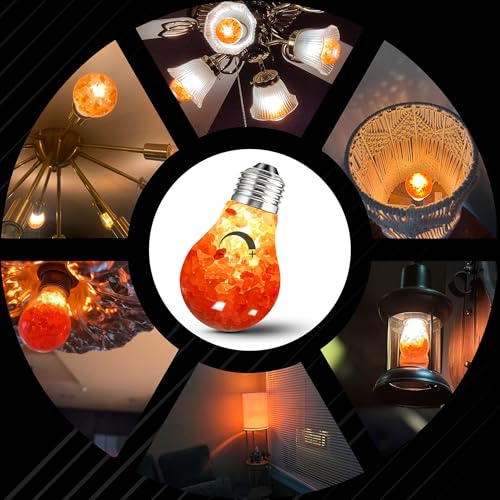 Elmoyle Dimmable Himalayan Salt Lamp LED Light Bulbs, E26 2200K Warm Amber Pink Night Light, 6W Mood Lighting, E26 A60 Sal...