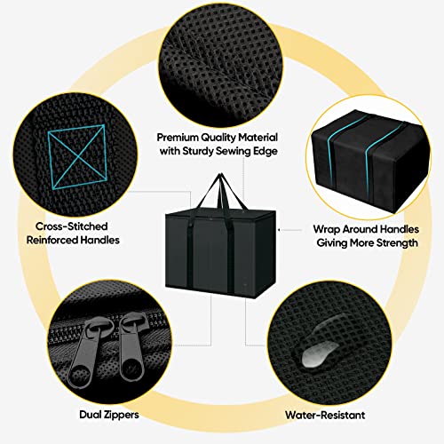 BALEINE 2Pk Insulated Reusable Grocery Bags, Collapsible Cooler Bag for Groceries, Heavy Duty Large Insulated Bag (16''x...