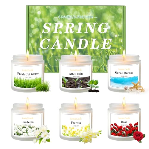 Aeraroma 6 Pack Spring Candles for Home Scented, Spring Scented Candles for Women Men, 21oz Natural Soy Wax Candle, Scente...