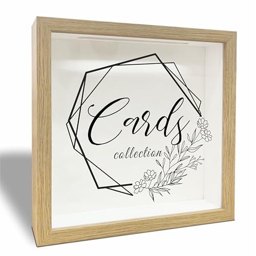 8" x 8" Card Collector Box Photo Frame - Minimalist Floral Pattern Keepsake - Memory Box for Displaying and Collecting Gre...