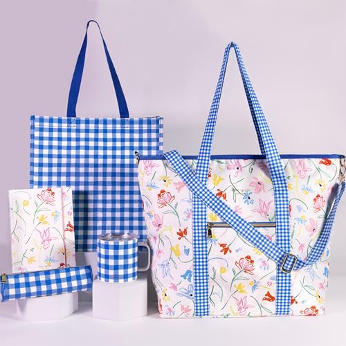 kate spade new york Large Capacity Insulated Cooler Tote Bag, Soft Sided Portable Beach Cooler with Shoulder Strap (Joyful...