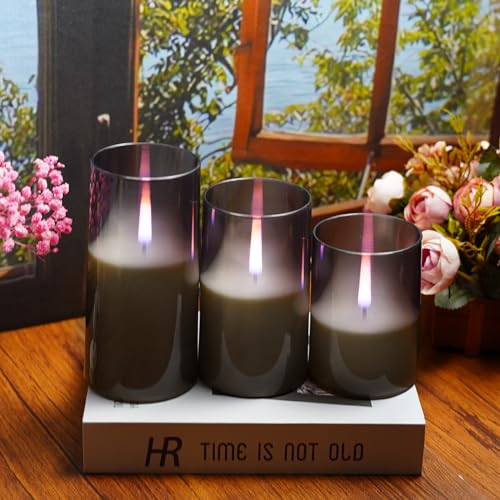kakoya Flameless Candles Upgraded Realistic Flickering Flame,Battery Operated LED Candles with Remote Timers,Acrylic Elect...