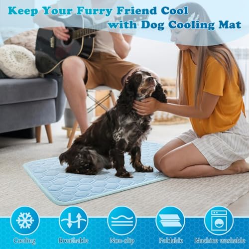 dgdgcool Dog Cooling Mat Thicken Breathable Q-Max>0.5 Arc-Chills Cooling Mat for Large Dogs 5°F Drop Pet Cool Pad Non-Slip...