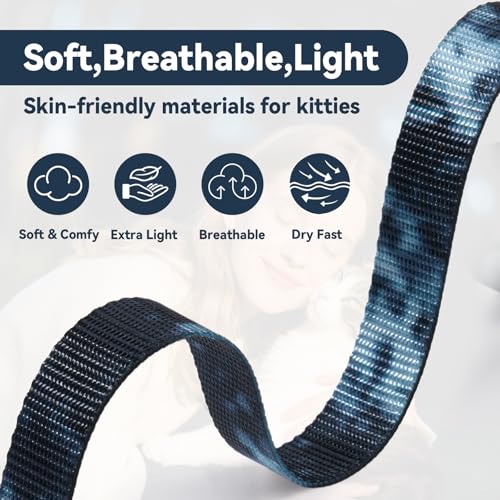 Cat Harness and Leash Set, 3-in-1 Escape Proof Adjustable, Comfortable Soft Lightweight, Safe, Easy to Wear, Walking Trave...