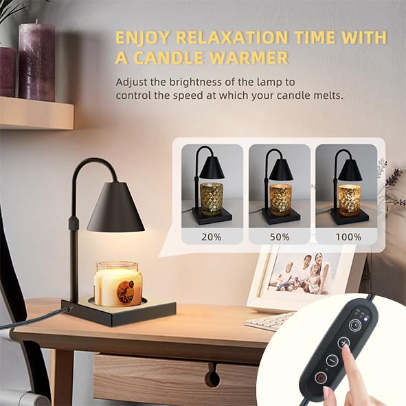 LALISU Candle Warmer Lamp, Stepless Dimming Candle Warmer Lamp with Timer & Dimmer Height Adjustable Compatible with Jars ...