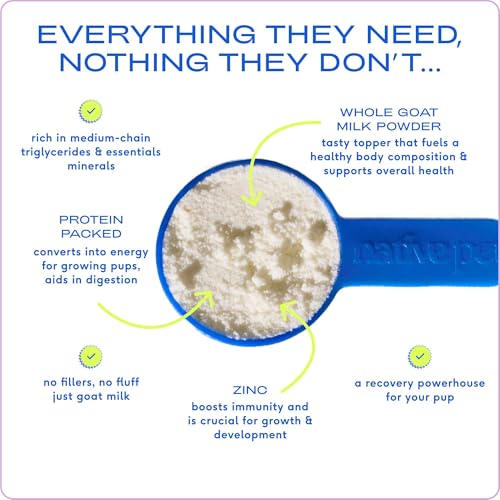 Native Pet Goat Milk Powder - Dog Food Topper for Active Dogs - Post-Activity Recovery, Energy, Immune Support, Hydration...