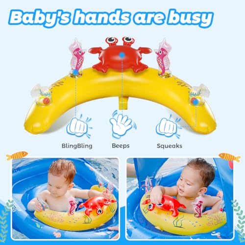 LAYCOL Baby Pool Float with Canopy UPF50+, 120°Adjustable Sun Protection and Anti-Tip Safety Seat, Inflatable Toddler Floa...