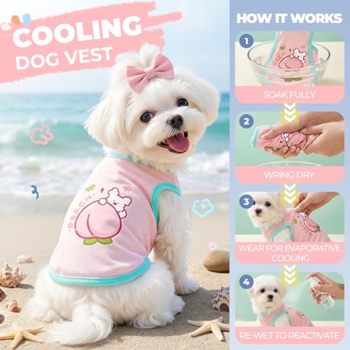 ABRRLO 4-Pack Summer Small Dog Shirts, Soft Breathable Dog Cooling Vest, Cute Fruit Print Puppy Cat Shirt Clothes, Lightwe...