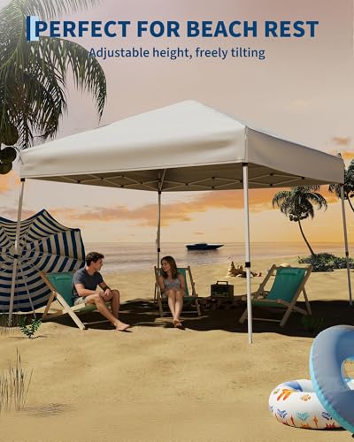 10x10ft Pop Up Canopy Tent with Slant Legs – Outdoor Instant Gazebo Shelter, UV-Resistant Waterproof Cover, Adjustable Hei...