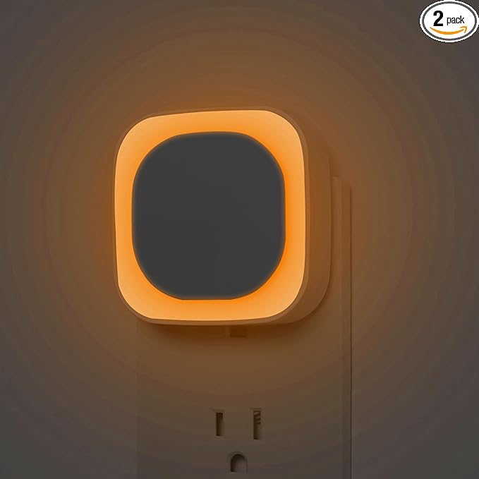 YUNLEX 2 Pack Plug in Amber Night Light, Auto Dusk to Dawn, Soft Glow, Dimmable, Diffused Light, LED Lights for Bedroom, K...
