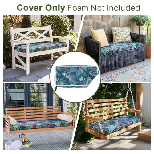 Porch Shield Outdoor Bench Cushion Cover – Waterproof Swing Cushion Cover for Patio Furniture Loveseat (Not Insert) Palm L...