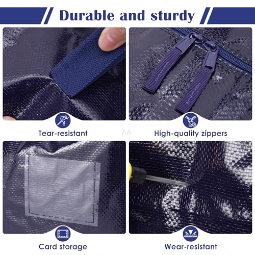 6 Pack Extra Large Heavy Duty Moving Bags with Reinforced Zipper & Wide Handles, Moisture-Resistant Storage Bins Packing C...