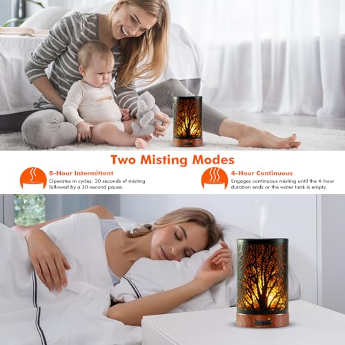 Aromatherapy Essential Oil Diffuser for Home - 100ml Black Ultrasonic Diffuser with Dynamic Flame Light, Metal Cool Mist A...