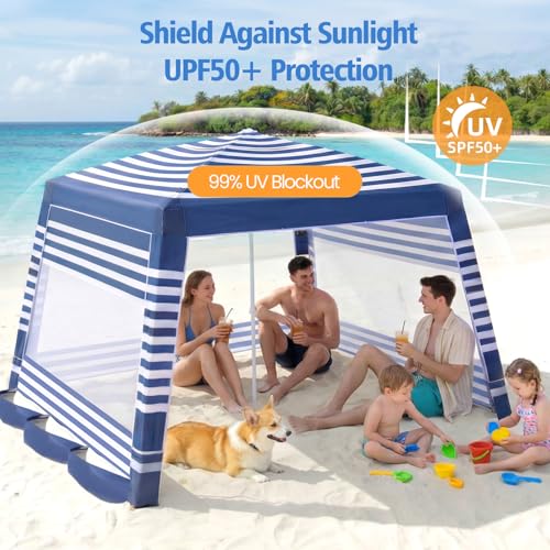 NORTHSKY Beach Cabana 8×8FT, Beach Canopy with 2 Pcs Side Wall,Beach Tent Sun Shelter,Easy Setup UPF 50+ Sun Shelter with ...