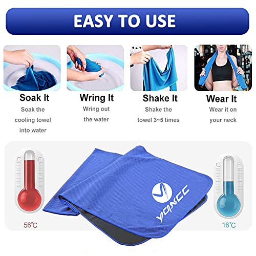 YQXCC Cooling Towels | 4 Pack 47"x12" | Ice Cool for Neck | Microfiber Soft Breathable Chilly | for Yoga, Sports, Golf, Gy...