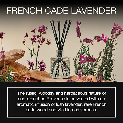 Voluspa French Cade Lavender Scented Reed Diffuser, 3.4 oz, Luxury Woody Lavender Diffuser, Oil Reed Diffusers for Home, H...