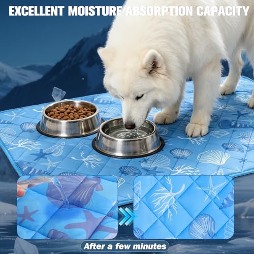 EXPAWLORER Dog Cooling Mat, Foldable Cooling Dog Bed for Summer,Pet Self Coolings Sweat Absorbing Pad for Dogs Cats,Cool S...