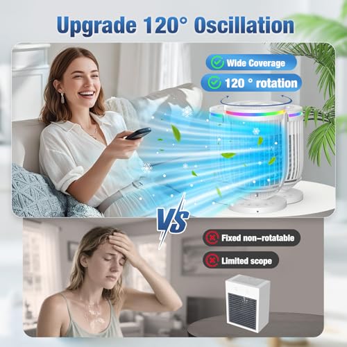 AI Portable Air Conditioners Fan with 120° Rotating Function,Personal Evaporative Mini Air Conditioners,Portable AC Unit A...