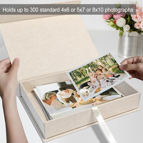 Sprsthai 8x10 Archival Photo Storage Box with Lid – Stackable Memory Keepsake Organizer for Photos, Certificates, Jewelry...