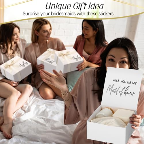 AmazingSpark 8 Sets Bridesmaid Proposal Boxes Will You Be My Bridesmaid Box Wedding Gift Boxes with Lids Name Maid Matron ...