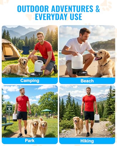 PETNF Dog Water Bottle Portable 1 Gallon (128oz), Automatic Gravity Dog Water Bowl Dispenser with Pull-Out Drinking Bowl, ...