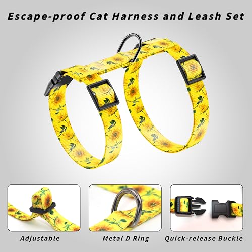 Seyezo Cat Harness and Leash Set, Adjustable Kitten Harness Escape Proof Cats Harness, Soft Lightweight Walking Travel Pet...