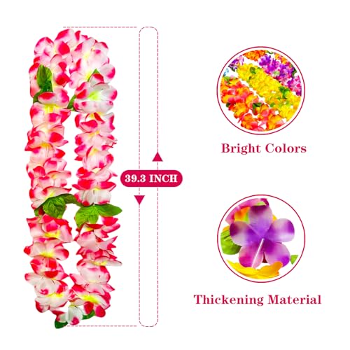 GoodUping 12 Counts Thickened Hawaiian Leis, Perfect Luau Party Supplies for Summer Beach Vacations, Essential Party Decor...