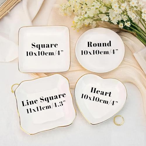 Personalized Photo Ring Dish Custom Ceramic Jewelry Tray Mother's Day Keepsake Square Trinket Bowl With Picture Blue Flora...