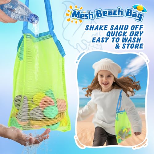 SupMLC Beach Toys Ice Cream Sand Toys - Toddlers Beach Essentials for Kids Girls Boys, Sand Molds, Shovels with Collapsibl...