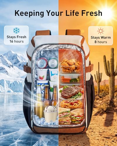 TOURIT Insulated Cooler Backpack 30 Cans, Leakproof Double Deck Lunch Cooler Bag, Lightweight Waterproof Backpack Cooler f...