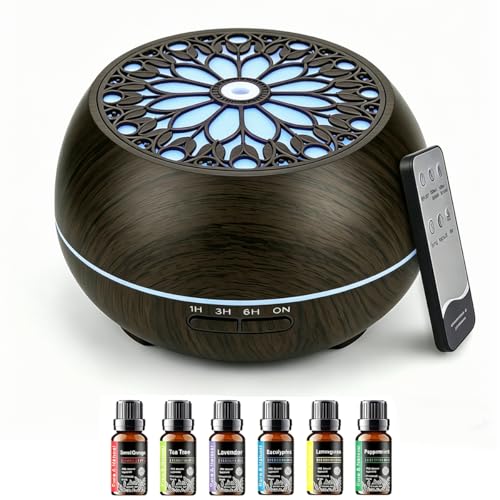 Essential Oil Diffuser for Home,Large Capacity 550ml Diffuser with Remote Control for Large Room,Mini Humidifier with LED ...