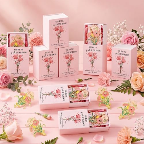 Landical 100 Sets Mother's Day Thank You Pins Gift Flower Bunches Pins with Box Graduation Employee Appreciation Gift Bulk...