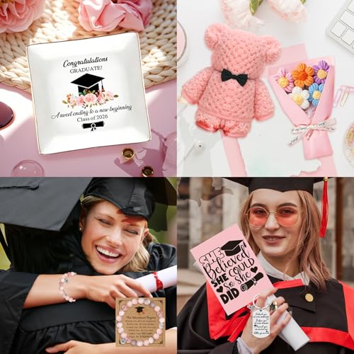 12 Pieces 2026 Graduation Gift Box Set, Class of 2026 Graduation Gift Basket with 16 Oz Glass, Socks, Bear Towel, Journal ...
