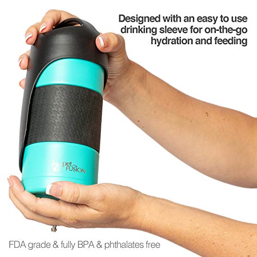 PetFusion Portable Dog Water Bottle & Dispenser (New-Large 22oz Dispenser) Insulated 2 Wall Stainless Steel- Optimal Cool ...