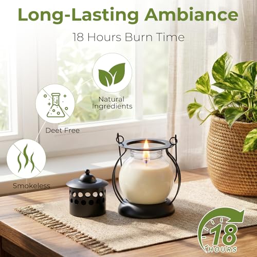 Citronella Candles Outdoor 3 Pack, DEET-Free Soy Wax Candles with Upgraded Metal Lantern Design, Long Burning Lemongrass C...