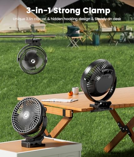 40000mAh Clip on Fan for Golf Cart - 8-inch Portable Rechargeable Fans - Max Up to 150Hrs Work Time - Battery Operated Fan...