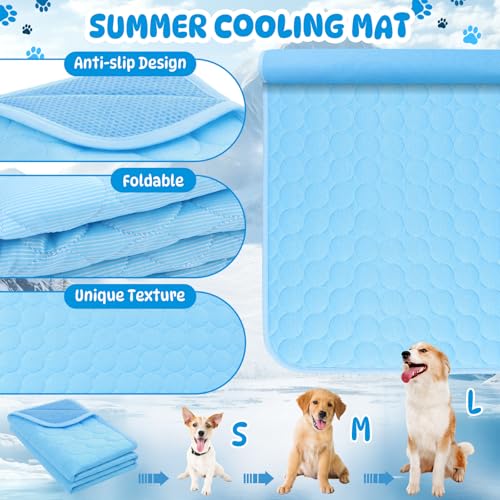 Chunful 4 Pack Pet Cooling Mat for Dogs and Cats, Summer Washable Dog Cooling Pad with Non-Slip Bottom & Storage Bags, Fol...