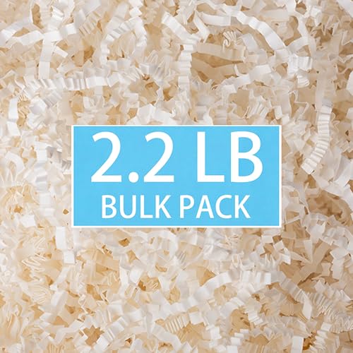 mxxkms 2.2 LB High - Capacity White Crinkle Paper Filler - Premium Shredded Paper for Gift Baskets, Birthdays, Weddings & ...