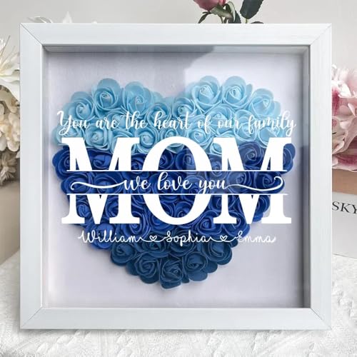 You are The Heart of Our Family , Family Personalized Custom Flower Shadow Box, for Mom, Grandma