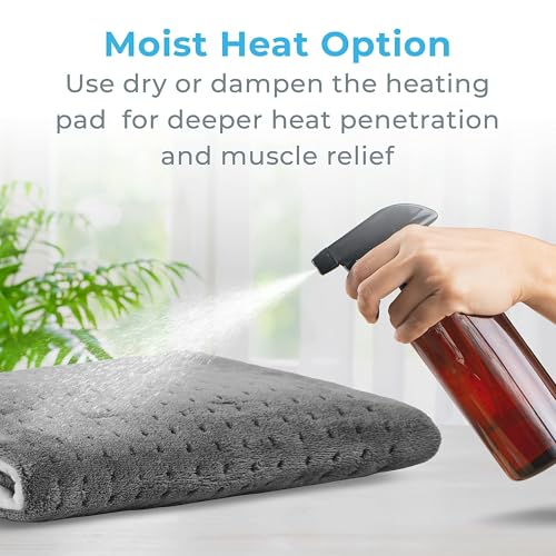 Pure Enrichment PureRelief Ultra-Wide Microplush Heating Pad - 20” x 24” XXL Size & 6 Heat Settings for Temporary Neck, Sh...