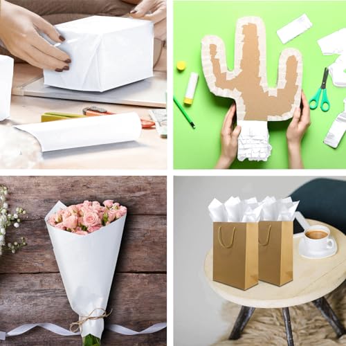 Jkopsnr 100 Sheets White Tissue Paper 20x14 Inches Tissue Paper for Gift Bags Wrapping Tissue Paper Bulk for DIY Crafts Bi...