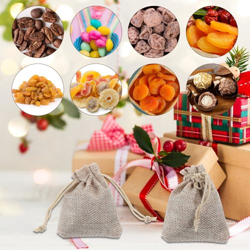 QfwdfcTrenz 20pcs Small Burlap Gift Bags, 2.7 X 3.5 Inch Linen Brown Small Burlap Bags With Drawstring Small Gift Pouches ...
